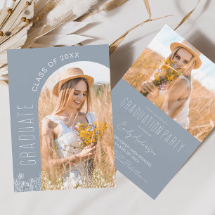 Dusty Blue Wildblume Bloom Graduation Party Einladung