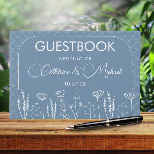 Dusty Blue Wildblume Bohemisch Arch Wedding Gästebuch