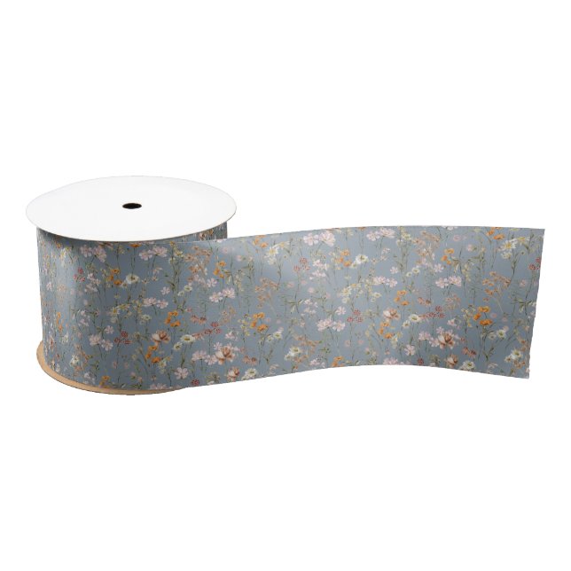 Dusty Blue Wildblume Boho Bloom Garden Boho Satinband (Spule)