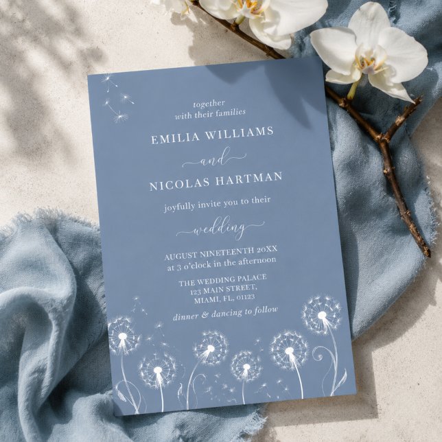 Dusty Blue Wildblume Boho Wedding Einladung (Von Creator hochgeladen)