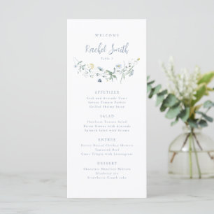 Dusty Blue Wildblume Boho Wedding Guest Name Menükarte