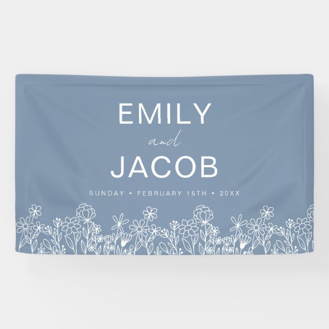 Dusty Blue Wildblume Boho Wedding in Bloom Banner (Horizontal)