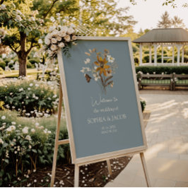 Dusty Blue Wildblume Boho Wedding Welcome Poster