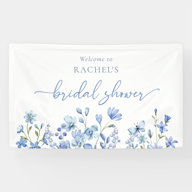 Dusty Blue Wildblume Brautparty Banner (Horizontal)