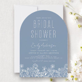Dusty Blue Wildblume Brautparty Elegant Einladung