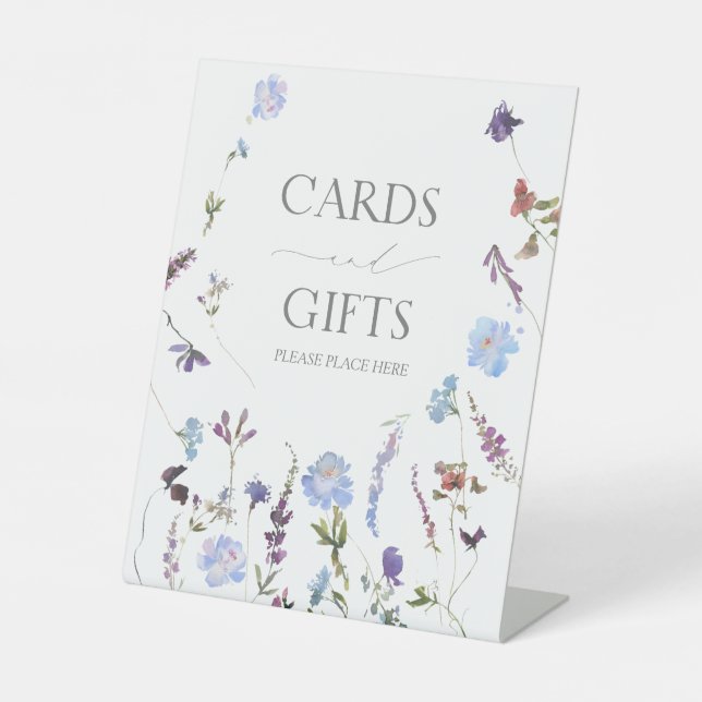 Dusty Blue Wildblume Brautparty Gift Sockelschild (Vorderseite)