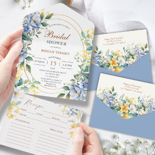 Dusty Blue Wildblume Brautparty Rezept All In One Einladung