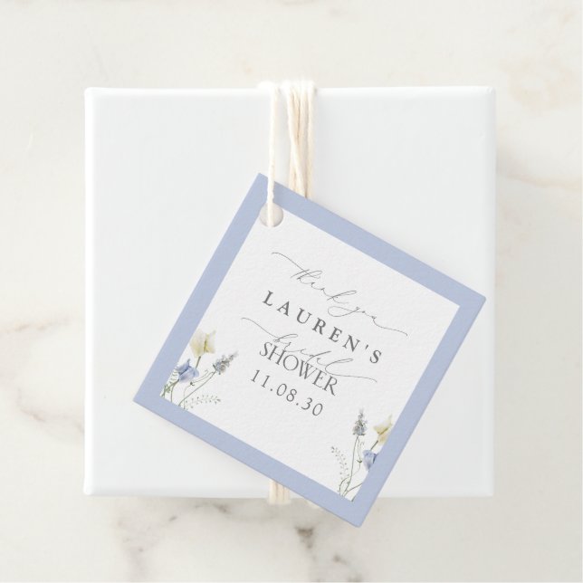 Dusty Blue Wildblume Brautparty Vielen Dank Geschenkanhänger (Beispiel)