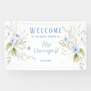 Dusty Blue Wildblume Brautparty Willkommen Banner