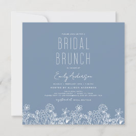 Dusty Blue Wildblume Bridal Brunch Brautparty Einladung