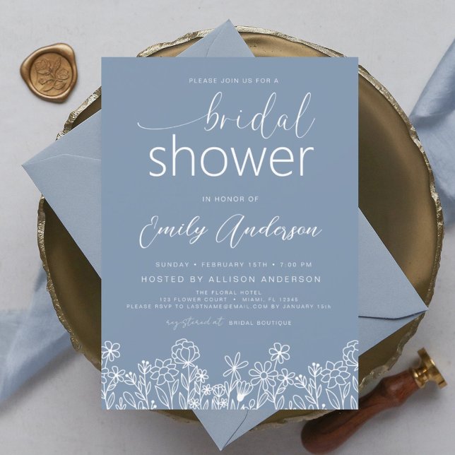 Dusty Blue Wildblume Bridal Dusche Einladung Flyer (Von Creator hochgeladen)