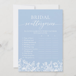 Dusty Blue Wildblume Bridal Scattergories Game Einladung