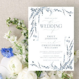 Dusty Blue Wildblume Calligraphy Wedding Einladung