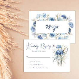 Dusty Blue Wildblume Elegant Boho Wedding RSVP
