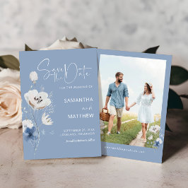 Dusty Blue Wildblume Floral Wedding Save The Date