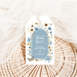 Dusty Blue Wildblume Garden Baby Shower Favoriten Geschenkanhänger