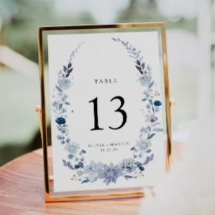 Dusty Blue Wildblume Garden Wedding Tischnummer