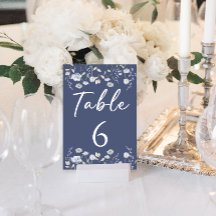 Dusty Blue Wildblume Hochzeit Tischnummern