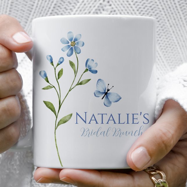 Dusty Blue Wildblume Personalisiert Brautparty Kaffeetasse (Von Creator hochgeladen)