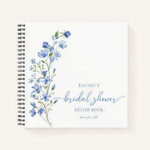 Dusty Blue Wildblume Personalisiertes Rezept Notizbuch