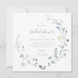 Dusty Blue Wildblume Rustic Boho Brautparty Einladung