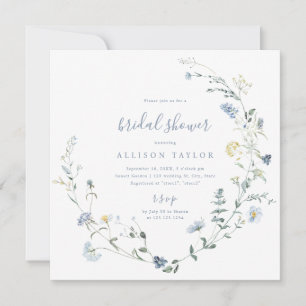 Dusty Blue Wildblume Rustic Boho Brautparty Einladung