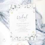 Dusty Blue Wildblume Rustic Boho Brautparty Einladung<br><div class="desc">Elegantes,  zartes Design der Aquarell-Wildblume. Pastellfarben,  gelb,  weiß,  sage grün,  staubblau und botanisch,  schlicht und romantisch. Große Blumendusche für modernes rustikales Party,  boho Landgarten Party im Frühling und Sommer. Sehen Sie sich alle passenden Stücke in der Sammlung an.</div>