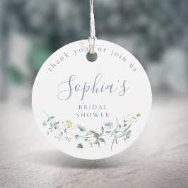 Dusty Blue Wildblume Rustic Boho Brautparty Geschenkanhänger