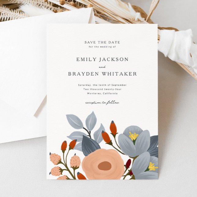 Dusty Blue Wildblume Save the Date Card (Von Creator hochgeladen)