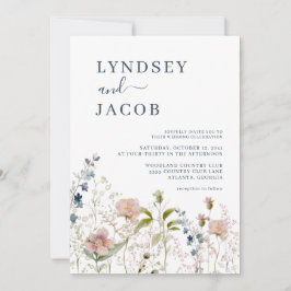 Dusty Blue Wildblume Wedding Einladung