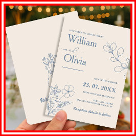 Dusty Blue Wildblume Wedding Einladung