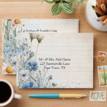 Dusty Blue Wildblume Wedding Envelope