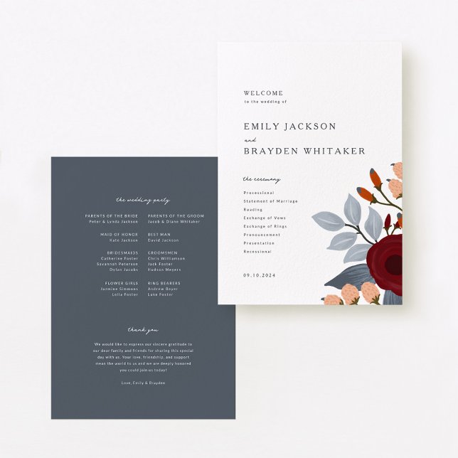 Dusty Blue Wildblume Wedding Program Programm (Von Creator hochgeladen)