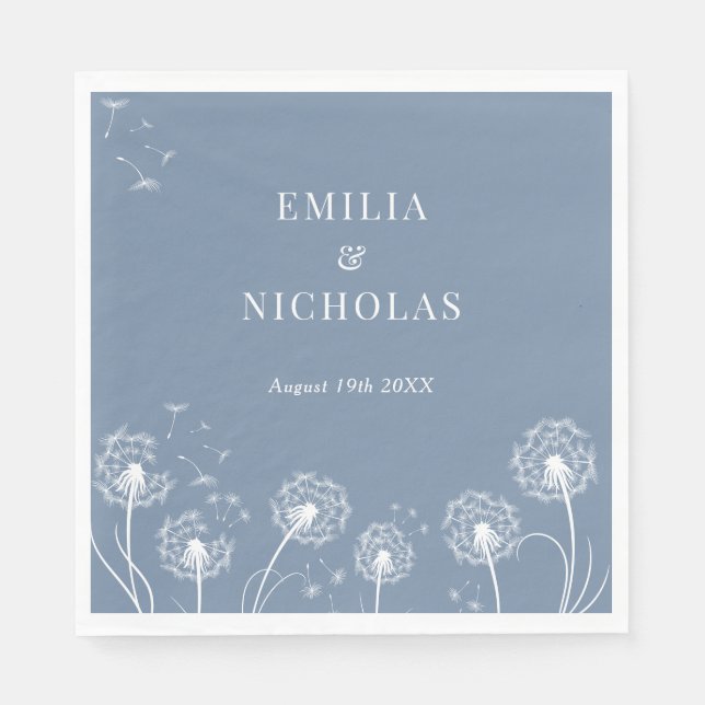 Dusty Blue Wildblume Wedding Serviette (Vorderseite)