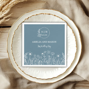 Dusty Blue Wildblume Wedding Serviette