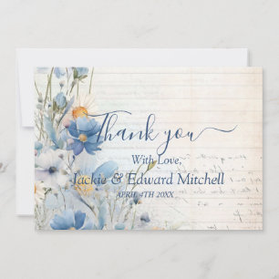 Dusty Blue Wildblume Wedding Vielen Dank Dankeskarte