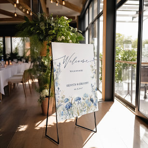 Dusty Blue Wildblume Wedding Welcome Sign Poster