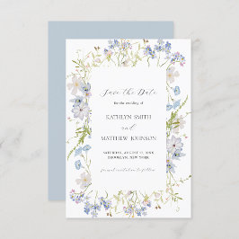 Dusty Blue Wildblume Whimsical Modern Wedding Save The Date