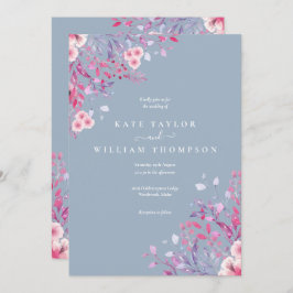 Dusty Blue Wildblumen BlumenWedding Einladung