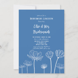 Dusty Blue Wildblumen Bridesmaids Luncheon Einladung