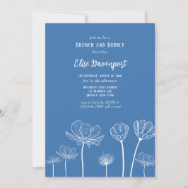 Dusty Blue Wildblumen Brunch und Bubbly Einladung