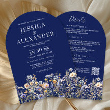 Dusty Blue Wildblumen in einer QR Navy Hochzeit