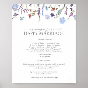 Dusty Blue Wildblumen-Rezept für eine glückliche E Poster