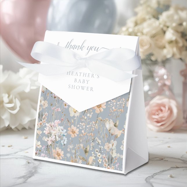 Dusty Blue Wildflower Baby Shower  Geschenkschachtel (Von Creator hochgeladen)