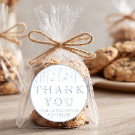 Dusty Blue Wildflower Baby Shower Thank You Runder Aufkleber