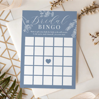 Dusty Blue Wildflower Bridal Shower Gift Bingo Einladung