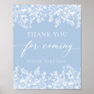 Dusty Blue Wildflower Danke-fürs-Kommen-Schild Poster