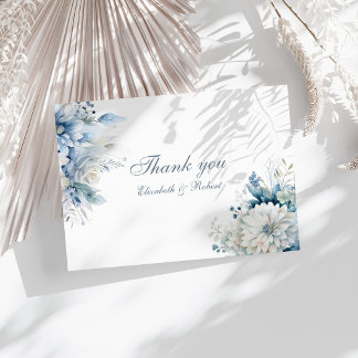 Dusty Blue Wildflower Wedding Thank You Card Dankeskarte
