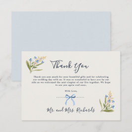 Dusty Blue Wildflowers Watercolor Typography Dankeskarte