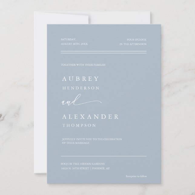 Dusty Blue Winter Boho QR Code Wedding Foto Einladung (Vorderseite)